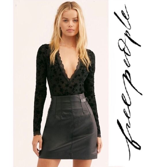 NWT FREE PEOPLE Babes In Bandeaus Bodysuit in Black
